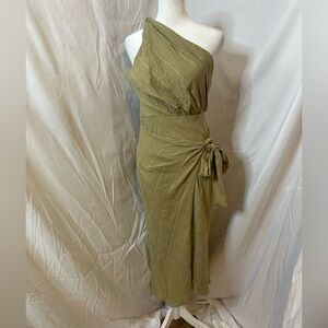 Hello Molly One-Shoulder Olive Dress